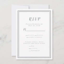 Minimalistisch Huwelijks RSVP Menu Grijs & Wit