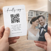 Minimalistisch Huwelijks RSVP QR-code Script Ontwe Visitekaartje