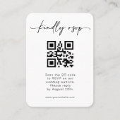 Minimalistisch Huwelijks RSVP QR-code Script Ontwe Visitekaartje (Voorkant)