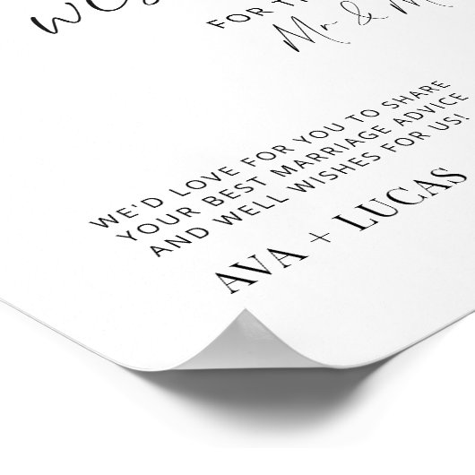 Minimalistisch huwelijksadvies en goede wensen tek poster (Hoek)