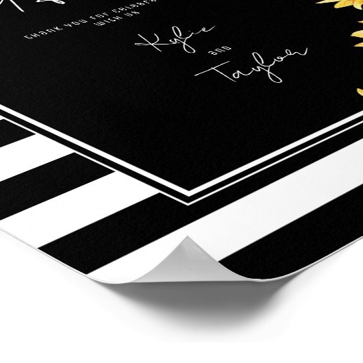 Minimalistisch Huwelijkscadeaus met zonnebloem zwa Poster (Hoek)