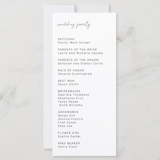 Minimalistisch Huwelijksceremonie Script Program E (Achterkant)