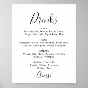 Minimalistisch Huwelijksdranken Menu Bord Poster