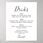 Minimalistisch huwelijksdrankjes menukaart bord poster (Voorkant)