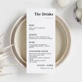 Minimalistisch huwelijksdrankjesmenu Modern drankm Kaart