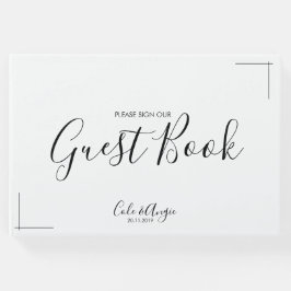 Minimalistisch huwelijksgastenboek met gekruiste g gastenboek