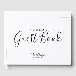 Minimalistisch huwelijksgastenboek met gekruiste g gastenboek