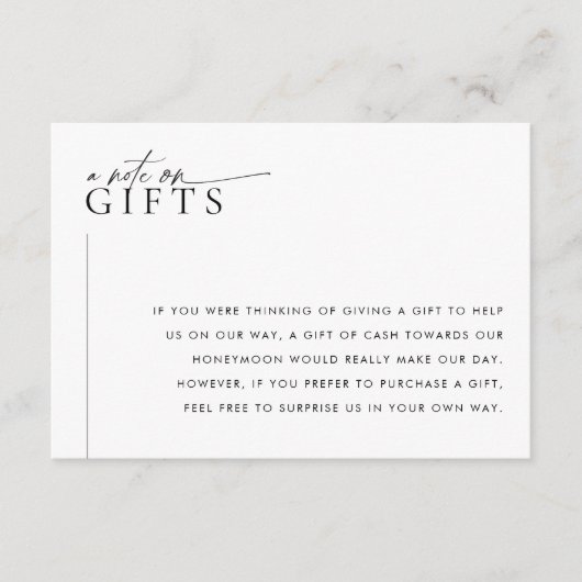 Minimalistisch huwelijksgeschenk Wishing Well Kaar Informatiekaartje (Voorkant)