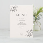 Minimalistisch Huwelijksmenu – Elegant Botanisch B Menu (Staand voorkant)