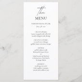 Minimalistisch huwelijksmenu | Elegant zwart-wit Menu (Voorkant)