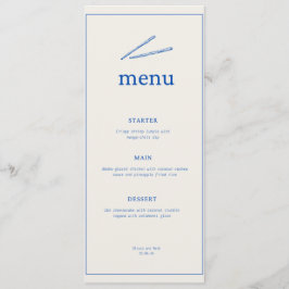 Minimalistisch Huwelijksmenu – Elegante Blauwe Typ Menu