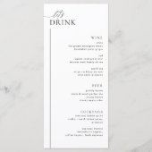 Minimalistisch huwelijksmenu en Drinken Menu LAYLA (Achterkant)