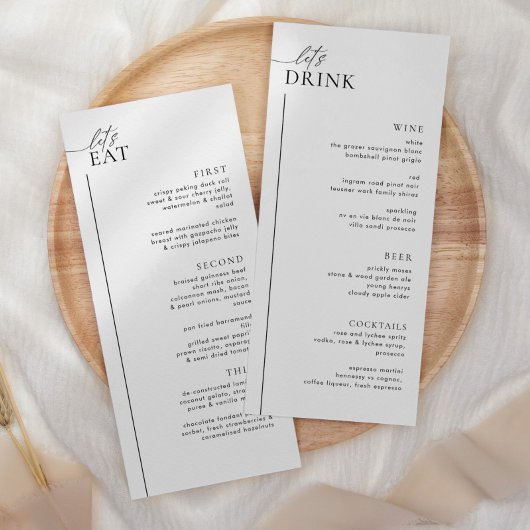 Minimalistisch huwelijksmenu en Drinken Menu LAYLA