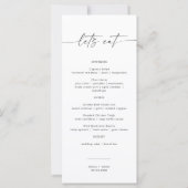 Minimalistisch huwelijksmenu, huwelijksmenu Kaarte (Achterkant)