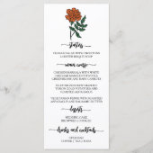 Minimalistisch huwelijksmenu voor goudsbloemen menu (Voorkant)