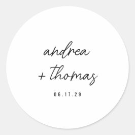 Minimalistisch Huwelijksmonogram met Script Ronde Sticker