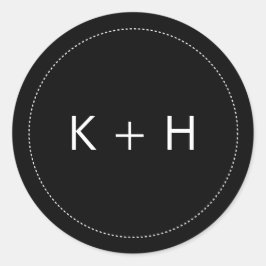 Minimalistisch huwelijksmonogram ronde sticker