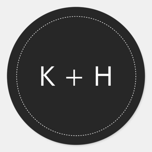 Minimalistisch huwelijksmonogram ronde sticker (Voorkant)