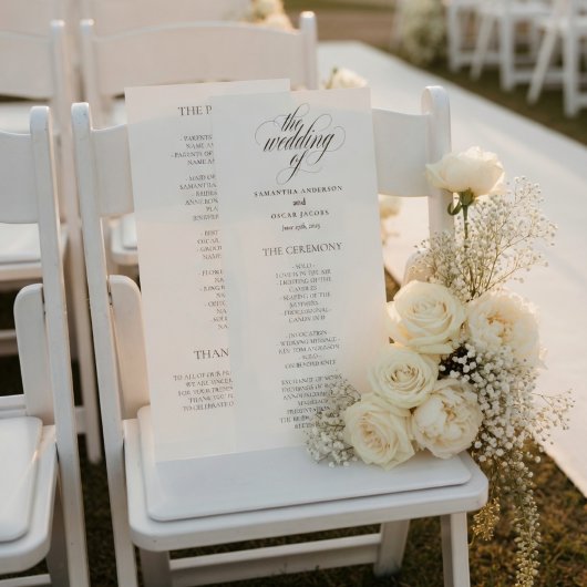 Minimalistisch Huwelijksprogramma Elegant Schrift Menu