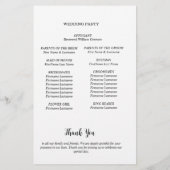 Minimalistisch huwelijksprogramma Kaart (Achterkant)