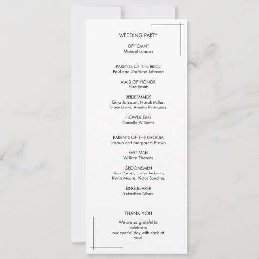 Minimalistisch huwelijksprogramma met Crossed Bord (Achterkant)