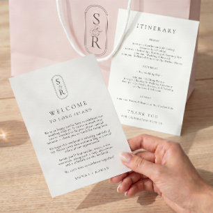 Minimalistisch Huwelijksprogramma met Monogram Bedankkaart