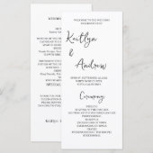 Minimalistisch huwelijksprogramma - Moderne elegan Programmakaart (Voorkant / Achterkant)