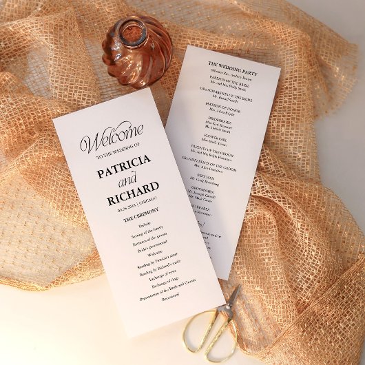 Minimalistisch Huwelijksprogramma Programmakaart