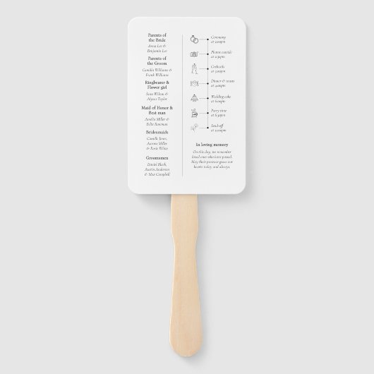 Minimalistisch Huwelijksprogramma (set van 10) Han Handwaaier (Achterkant)