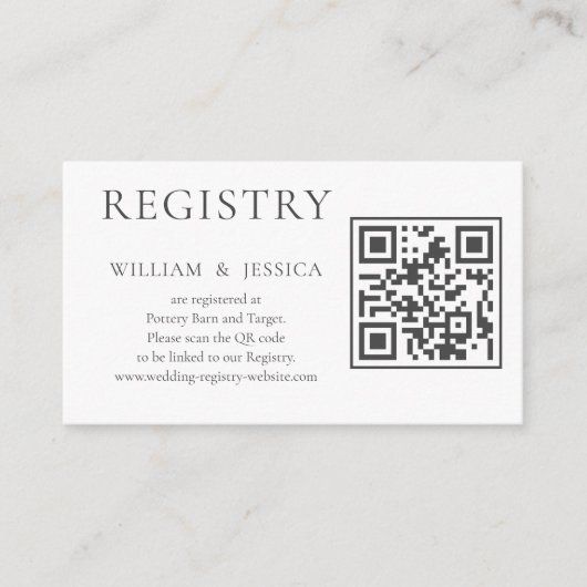 Minimalistisch huwelijksregister met QR-code Informatiekaartje (Voorkant)