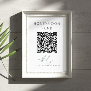 Minimalistisch huwelijksreisfonds + QR-code   huwe Poster