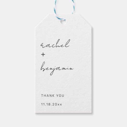 Minimalistisch huwelijksscript Modern Simple Cadeaulabel (Voorkant)