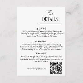 Minimalistisch huwelijksuitnodigingssuite, huwelij informatiekaartje