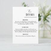 Minimalistisch huwelijksuitnodigingssuite, huwelij informatiekaartje (Staand voorkant)