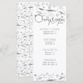 Minimalistisch Hygge Zwart-wit Kerstfeest Menu (Voorkant / Achterkant)