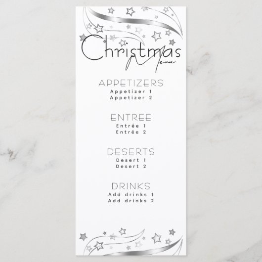 Minimalistisch Hygge Zwart-wit Kerstfeest Menu (Voorkant)