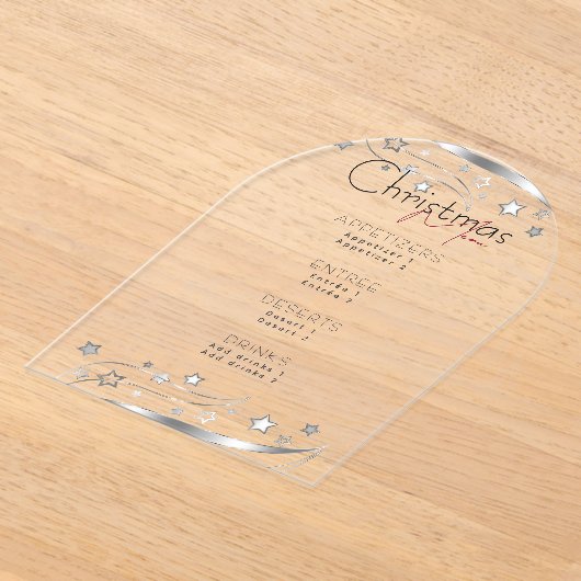 Minimalistisch Hygge Zwart Wit Kerstfeest Menu Acryl Uitnodigingen (Laagn)