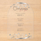 Minimalistisch Hygge Zwart Wit Kerstfeest Menu Acryl Uitnodigingen (Voorkant)