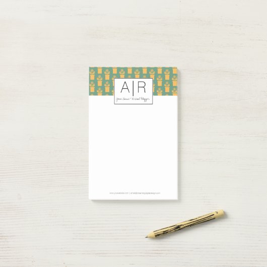 Minimalistisch Iconic Floral Initiaal Post-it® Notes (Op bureau)