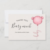 Minimalistisch iemand beary roze ballon Baby showe Bedankkaart (Voorkant)