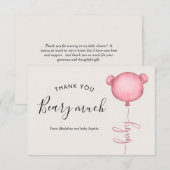 Minimalistisch iemand beary roze ballon Baby showe Bedankkaart (Voorkant / Achterkant)
