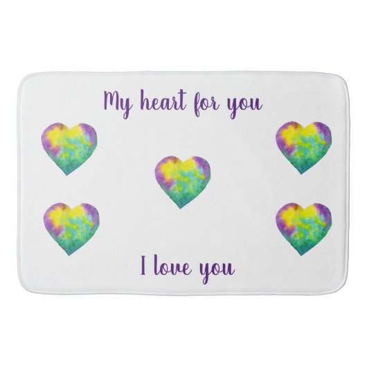 Minimalistisch ik hou van je regenbooghart waterve badmat (Voorkant)