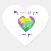 Minimalistisch ik hou van je regenbooghart waterve hart sticker (Voorkant)