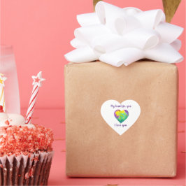 Minimalistisch ik hou van je regenbooghart waterve hart sticker