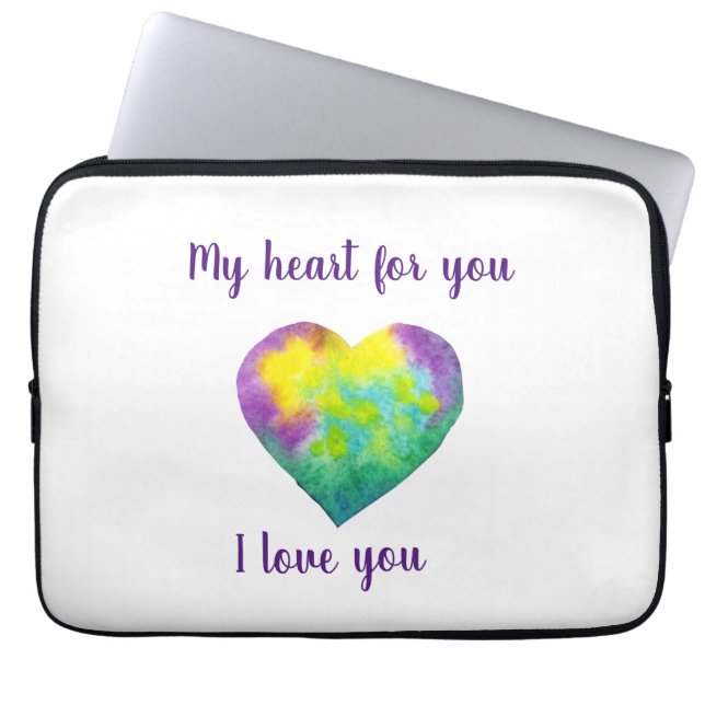 Minimalistisch ik hou van je regenbooghart waterve laptop sleeve (Voorkant)
