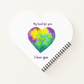 Minimalistisch ik hou van je regenbooghart waterve notitieboek (Achterkant)