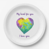 Minimalistisch ik hou van je regenbooghart waterve papieren bordje (Voorkant)