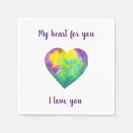 Minimalistisch ik hou van je regenbooghart waterve servet