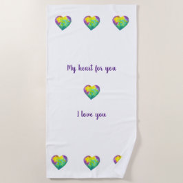 Minimalistisch ik hou van je regenbooghart waterve strandlaken