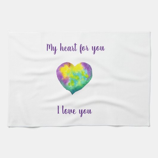Minimalistisch ik hou van je regenbooghart waterve theedoek (Horizontaal)